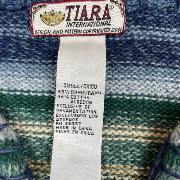 VTG Y2K Women’s Small Tiara Multicolor Striped Zip Cardigan Ramie Cotton - Picture 10 of 11